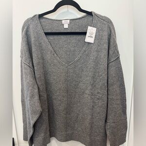 Auden Charcoal V-Neck Women's Sweater 2X